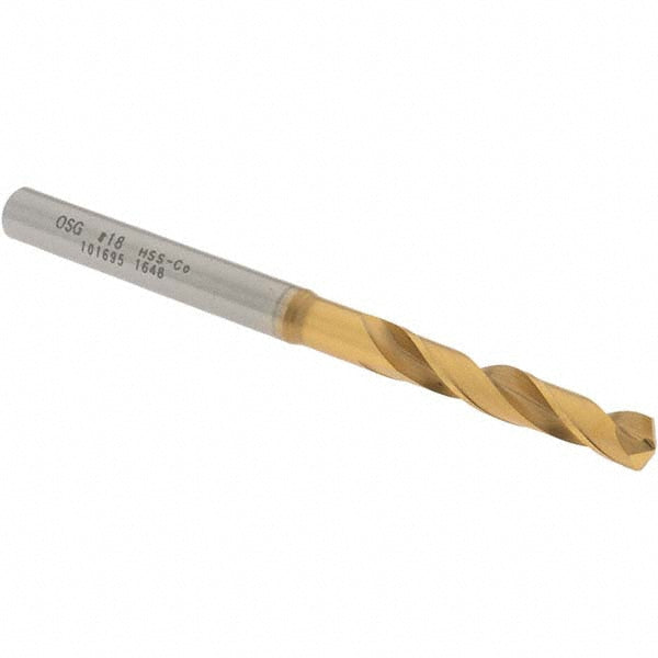 #18 Cobalt High Speed Steel Screw Machine Drill Bit, Coated, 130° point - OSG 10169505