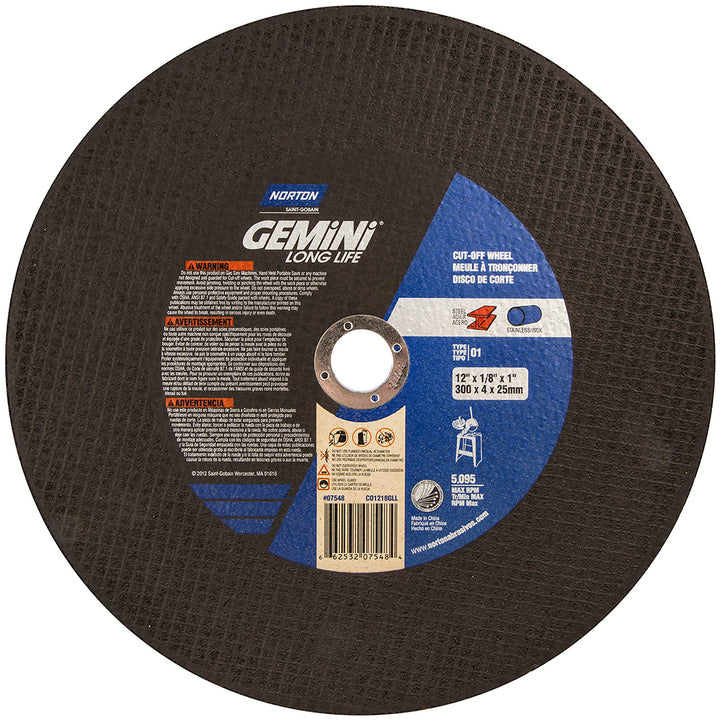 12 x 1/8" Aluminum Oxide Grinding & Cutoff Wheel - Norton 66253207548