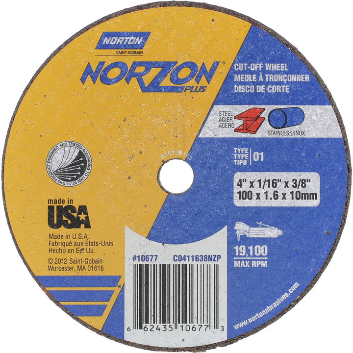 4 x 1/16" Ceramic Alumina Grinding & Cutoff Wheel - Norton 66243510677