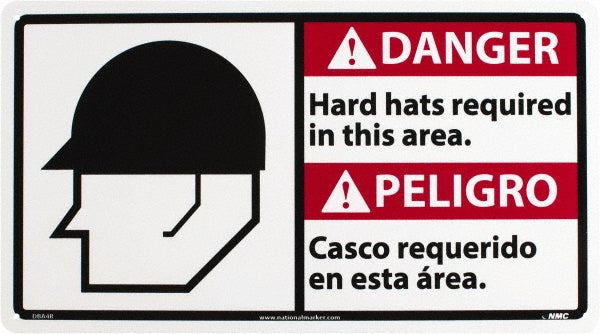 Hard hats required in this area. Casco requerido en esta à r Sign - AccuformNMC DBA4R