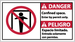 Confined space. Enter by permit only. Espacio limitado. entr Sign - AccuformNMC DBA8P