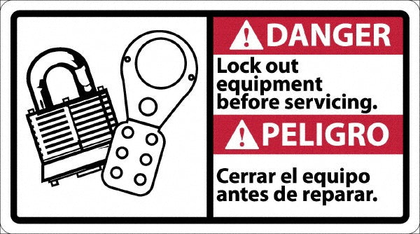 Lock out equipment before servicing. Cerrar el equipo antes Sign - AccuformNMC DBA11P
