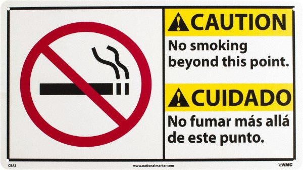 NO SMOKING BEYOND THIS POINT. NO FUMAR A PARTIR DE ESTE PUNT Sign - AccuformNMC CBA3R