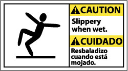 Caution - Slippery When Wet Sign - AccuformNMC CBA7P
