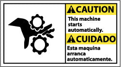 Caution - This Machine Starts Automatically Sign - AccuformNMC CBA10P