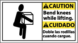 Bend knees while lifting. Doble las rodillas mientras levant Sign - AccuformNMC CBA12R
