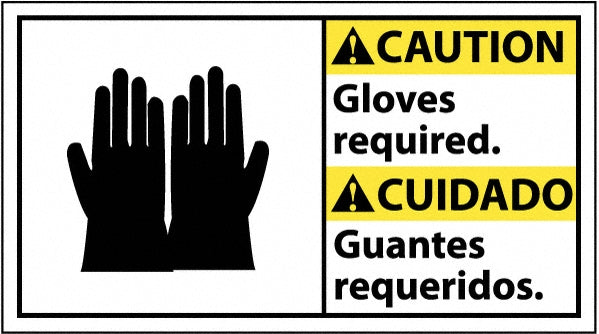 Gloves required. Guantes requeridos. Sign - AccuformNMC CBA14P
