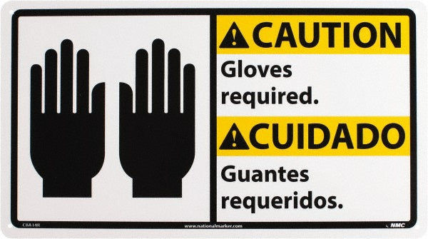 Gloves required. Guantes requeridos. Sign - AccuformNMC CBA14R