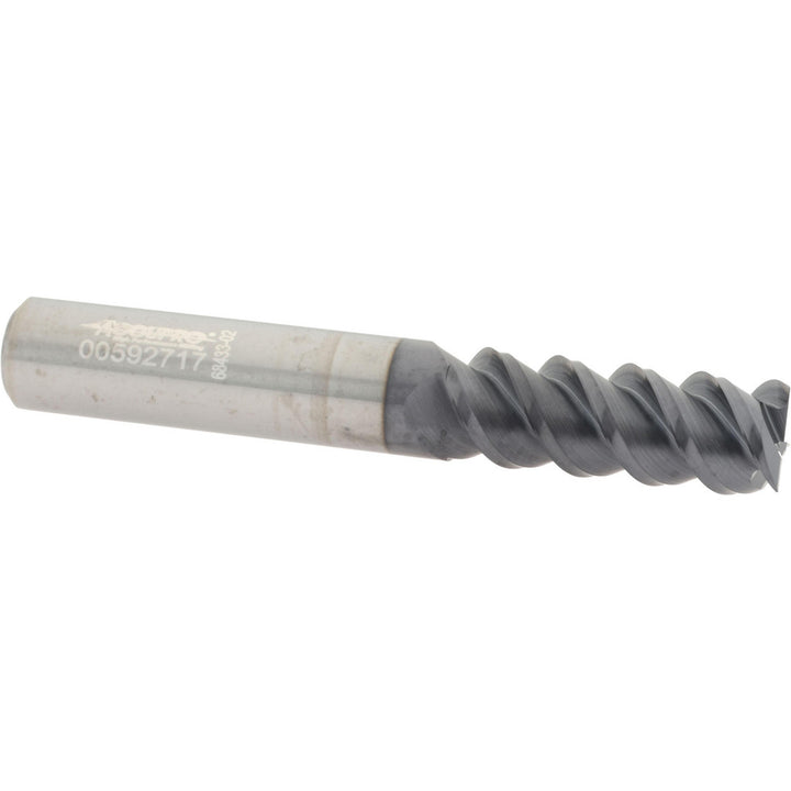 3/8" 3-Flute Solid Carbide Square End Mill, AlTiN - Accupro 95168366
