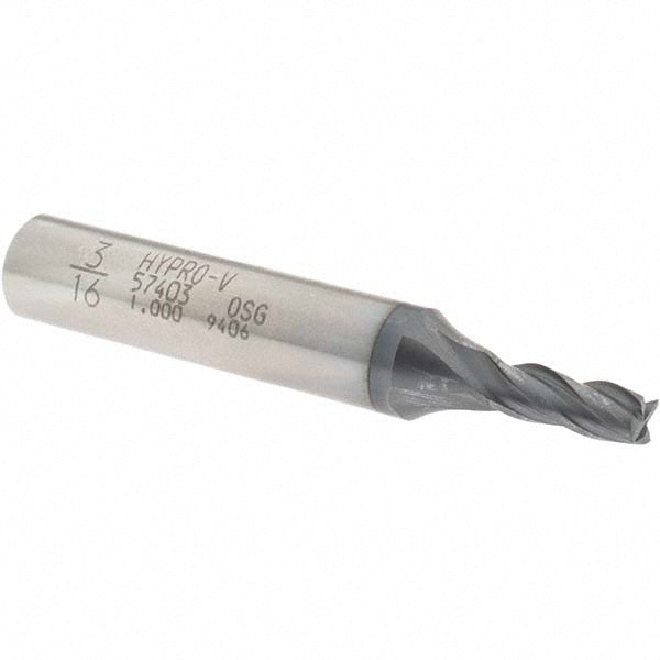 3/16" 4-Flute Vanadium High Speed Steel Square End Mill, TiCN - OSG 5740308