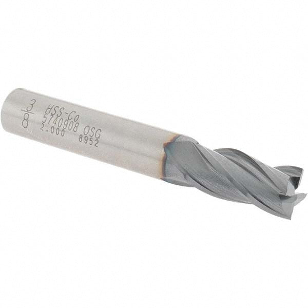 3/8" 4-Flute Vanadium High Speed Steel Square End Mill, TiCN - OSG 5740908