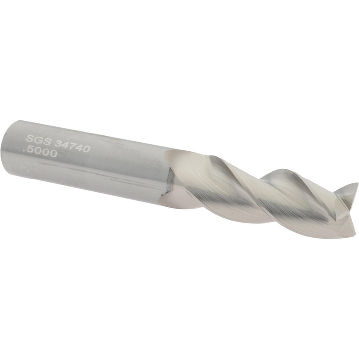 1/2" 3-Flute Solid Carbide Square End Mill, TiB2 - SGS 34740