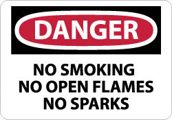 Danger - No Smoking, No Open Flames, No Sparks Sign - AccuformNMC D458PB