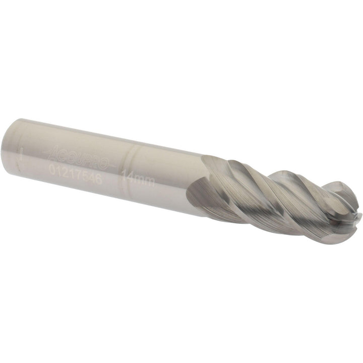0.5512" 4-Flute Solid Carbide Ball End Mill - Accupro 12184685