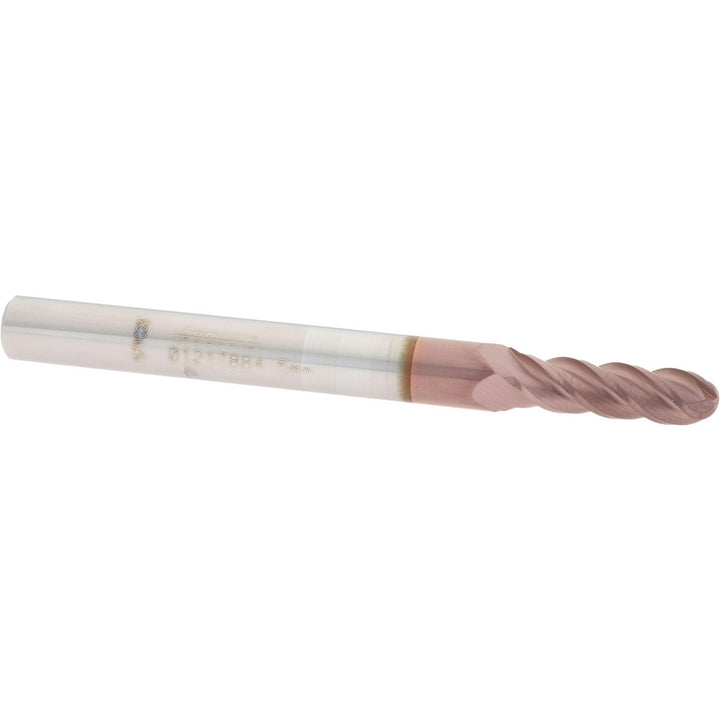 0.1969" 4-Flute Solid Carbide Ball End Mill, TiCN - Accupro 12184602