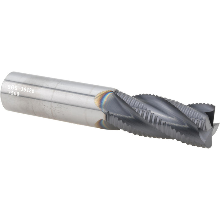 0.75" 4-Flute Solid Carbide Roughing End Mill, AlTiN - SGS 36126