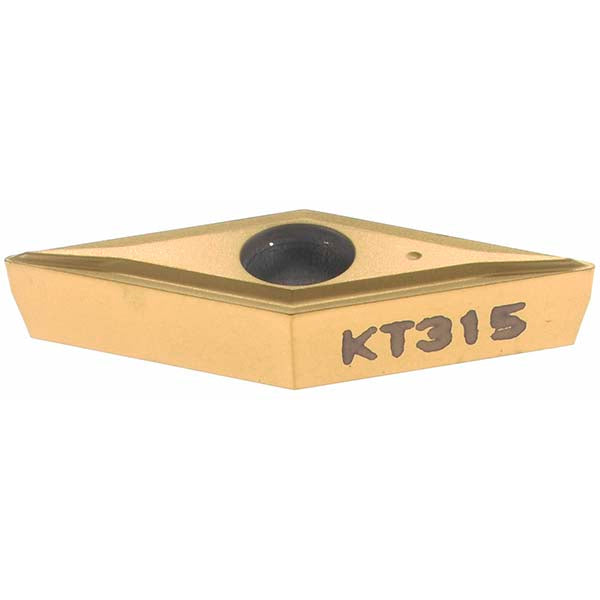 V - Diamond (Rhombic) 35-Deg 1/4" IC Cermet Insert, Grade KT315, TiN - Kennametal 1870036