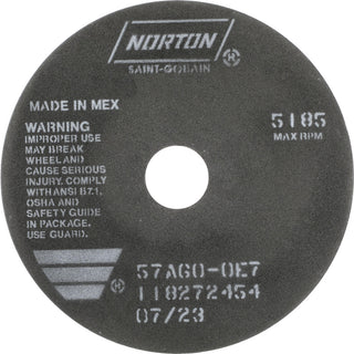 7 x 1/32" 60-Grit Aluminum Oxide Grinding & Cutoff Wheel - Norton 66252922985