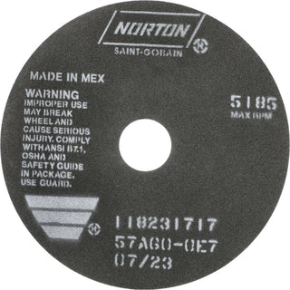7 x 1/16" 60-Grit Aluminum Oxide Grinding & Cutoff Wheel - Norton 66252922683