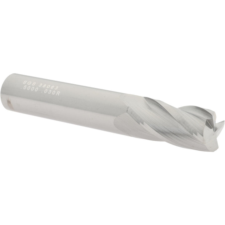 1/2" 4-Flute Solid Carbide Corner Radius End Mill - SGS 38063