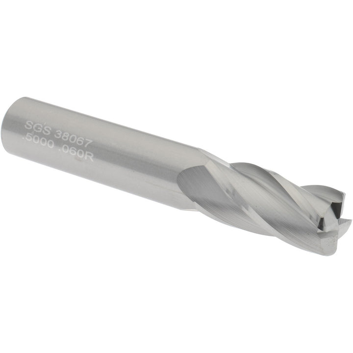 1/2" 4-Flute Solid Carbide Corner Radius End Mill - SGS 38067