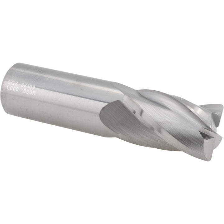 1" 4-Flute Solid Carbide Corner Radius End Mill - SGS 38109