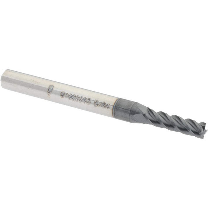 9/64" 4-Flute Solid Carbide Square End Mill, AlTiN - Accupro 12182399