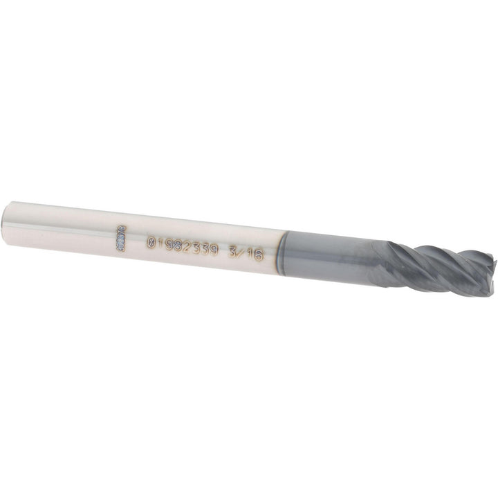 3/16" 4-Flute Solid Carbide Square End Mill, AlTiN - Accupro 12182768