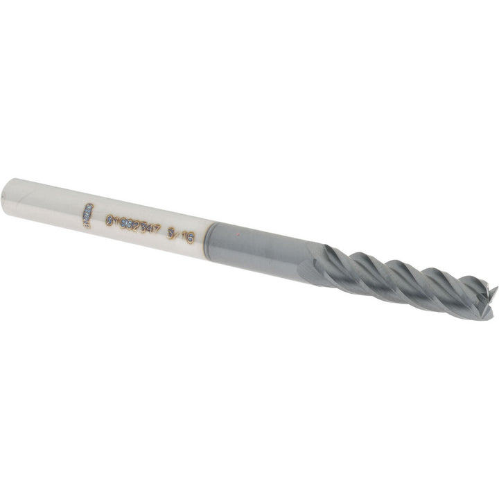 3/16" 4-Flute Solid Carbide Square End Mill, AlTiN - Accupro 12182996
