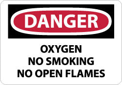 Danger - Oxygen; No Smoking; No Open Flames Sign - AccuformNMC D597AB