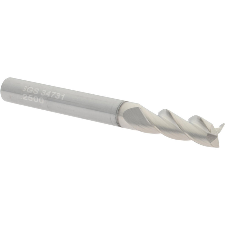 1/4" 3-Flute Solid Carbide Square End Mill, TiB2 - SGS 34731