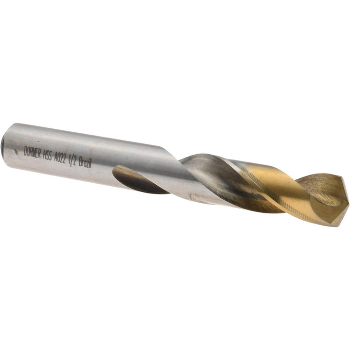 1/2" HSS Screw Machine Drill Bit, TiN, 135° point - Dormer Pramet 5967178