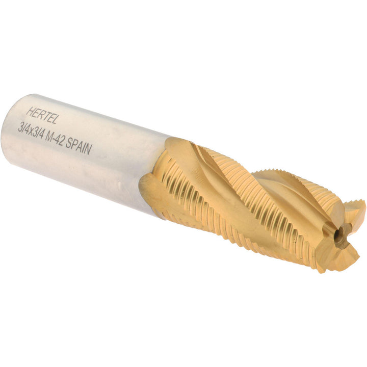 0.7500" 4-Flute Cobalt Single End Mill, TiN - Hertel 02477354