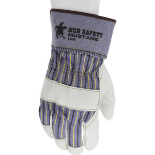 Medium Beige; Brown Cowhide Leather General Purpose Gloves - MCR Safety 1935M