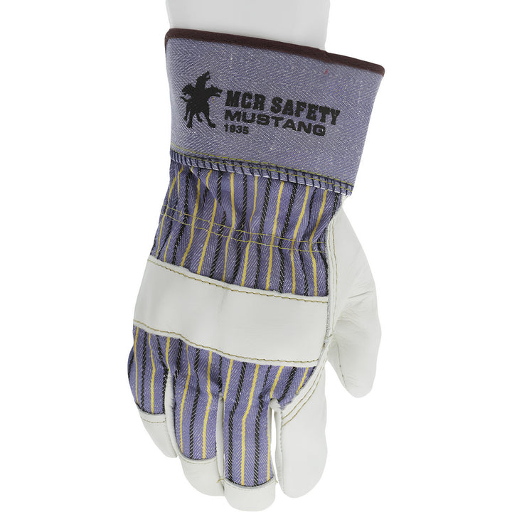 Small Beige; Brown Cowhide Leather General Purpose Gloves - MCR Safety 1935S