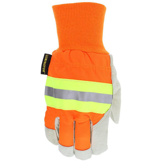 X-Large Beige; Orange Pigskin Leather General Purpose Gloves - MCR Safety 3440XL