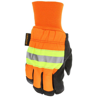 X-Large Black; Orange Pigskin Leather General Purpose Gloves - MCR Safety 34411XL