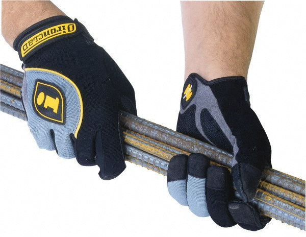 Large Black; Gray Leather Cut-Resistant Gloves - ironCLAD HUG-04-L