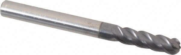 3/16in" 4-Flute Solid Carbide Ball End Mill, AlTiN - ProMax 157-01214