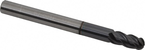 3/16in" 4-Flute Solid Carbide Ball End Mill, AlTiN - ProMax 157-01224