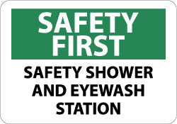 Safety First - Safety Shower and Eyewash Station Sign - AccuformNMC SF175RB