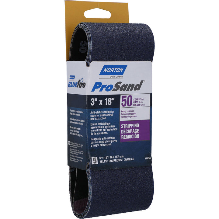 3 x 18" 50-Grit Zirconia Alumina Belt - Norton 07660749259