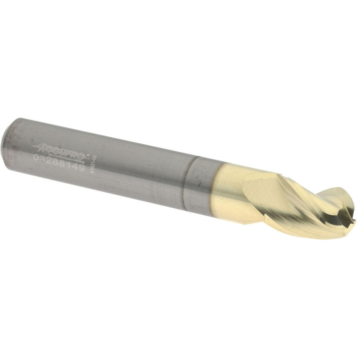 3/8" 3-Flute Solid Carbide Ball End Mill, ZrN - Accupro 315256