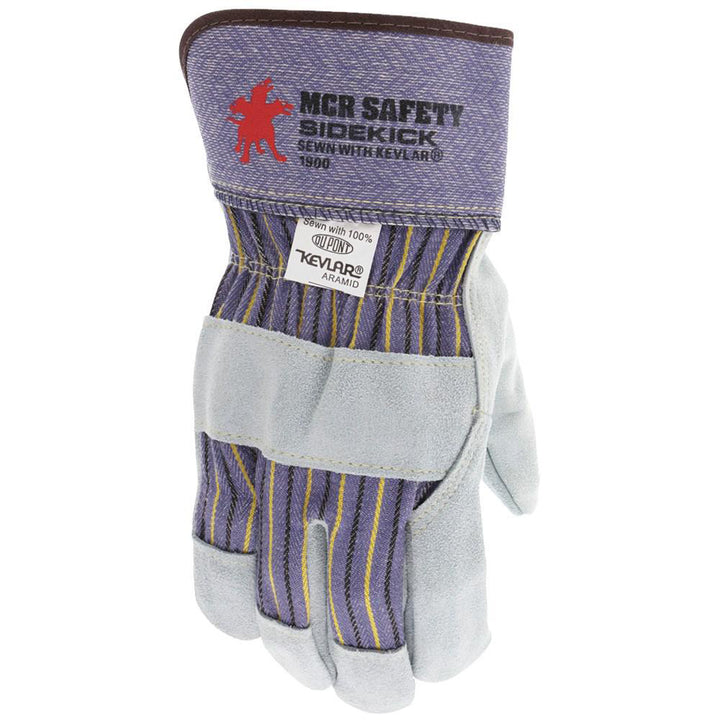 Large Gray; Brown Cowhide Leather General Purpose Gloves - MCR Safety 1900L