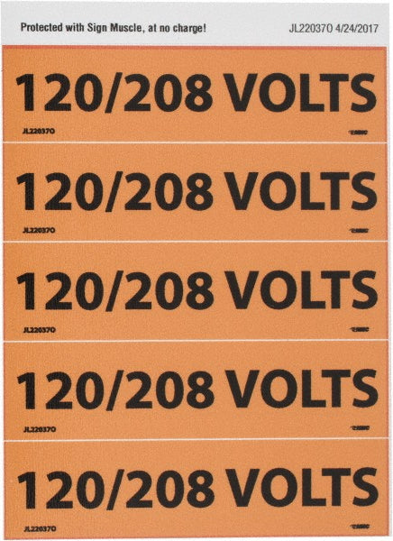 120/208 Volts Label - AccuformNMC JL22037O