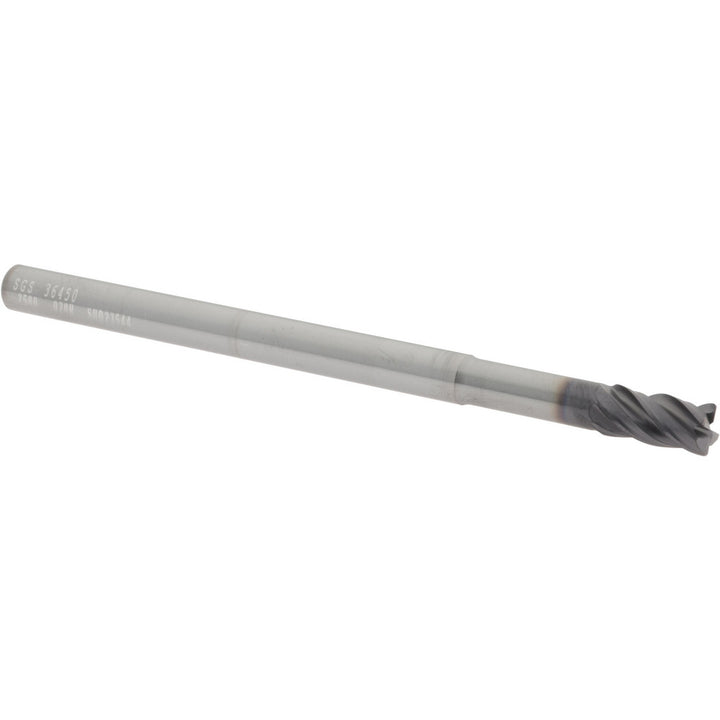1/4" 4-Flute Solid Carbide Corner Radius End Mill, TX - SGS 36450