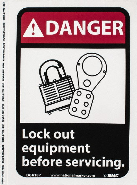 Lock out equipment before servicing. Sign - AccuformNMC DGA18P