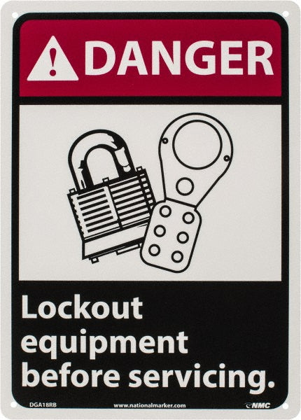 Lock out equipment before servicing. Sign - AccuformNMC DGA18RB