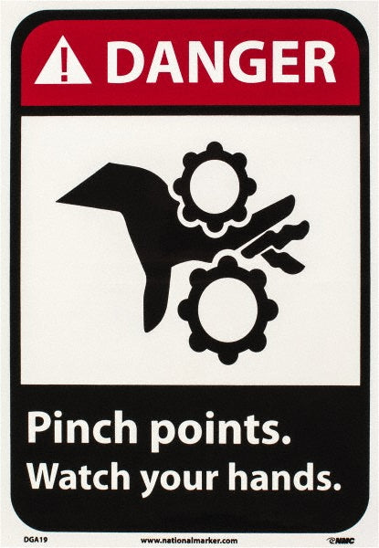 Pinch points watch your hands. Sign - AccuformNMC DGA19P