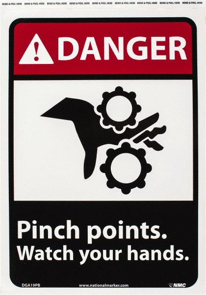 Danger - Pinch Points - Watch Your Hands Sign - AccuformNMC DGA19PB